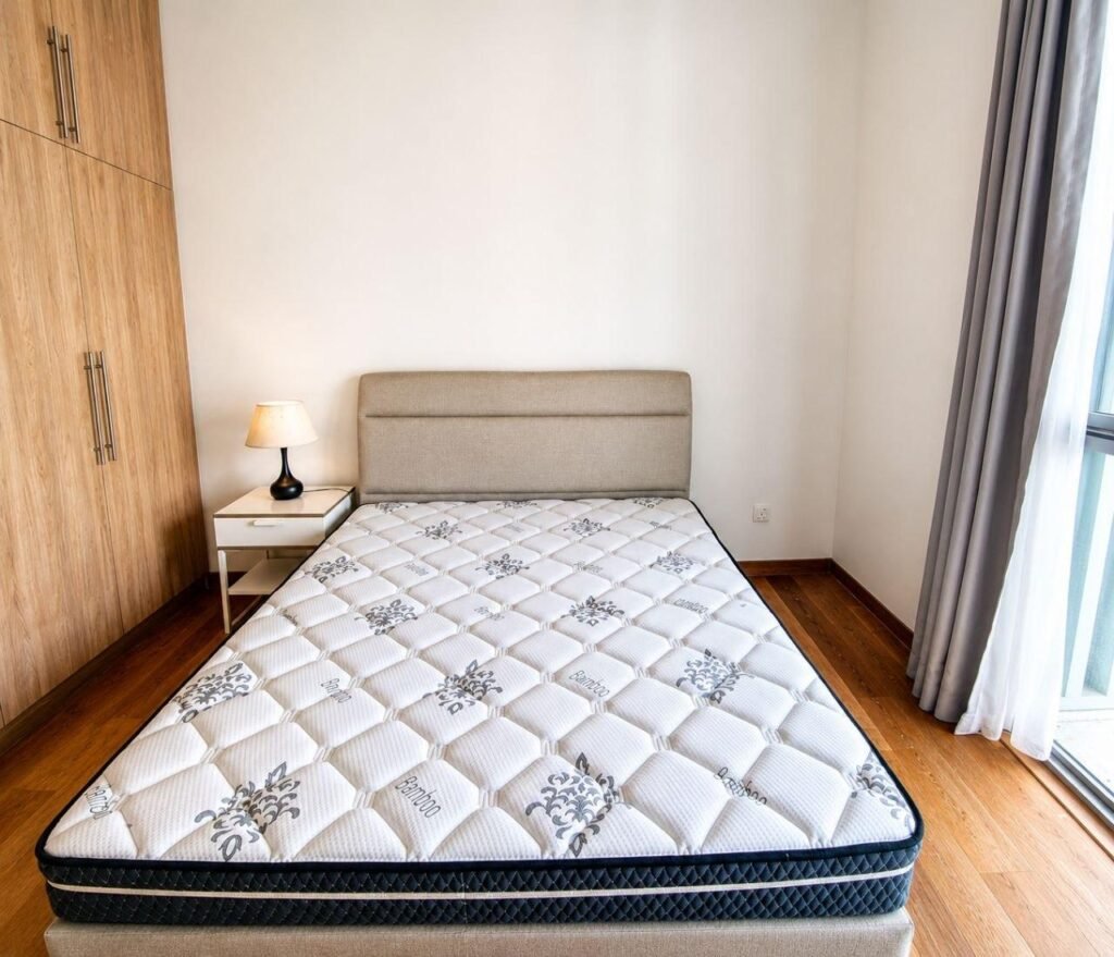 Bedroom with bed and wardrobe
