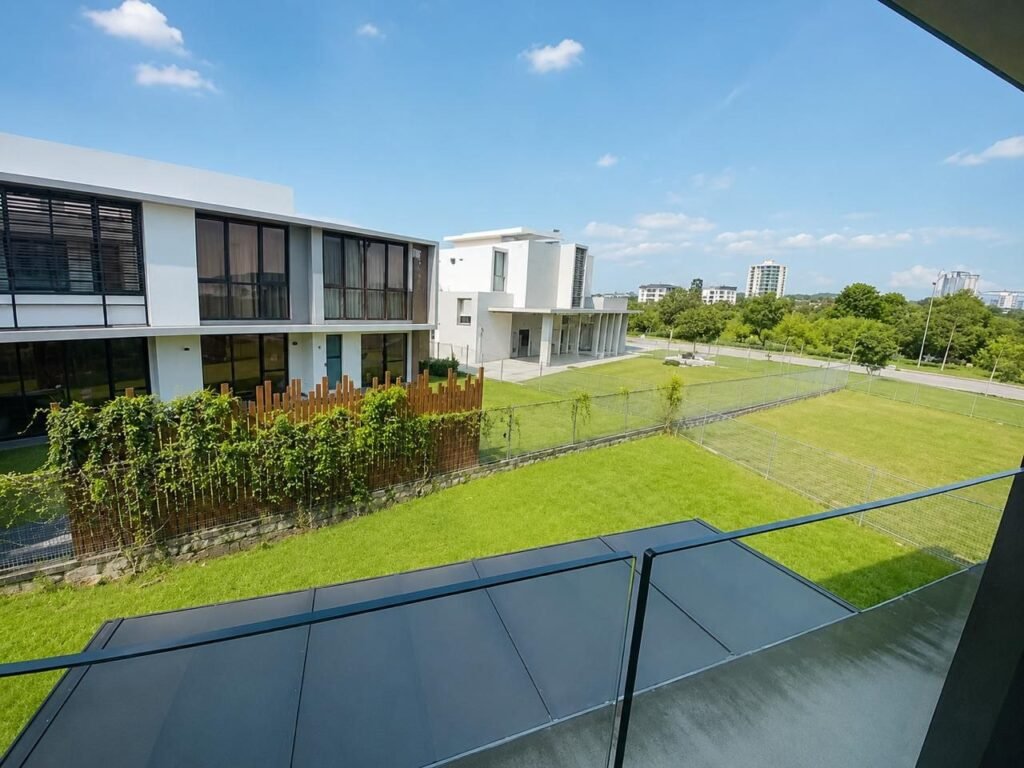 Another exterior view of the modern semi-detached home and driveway